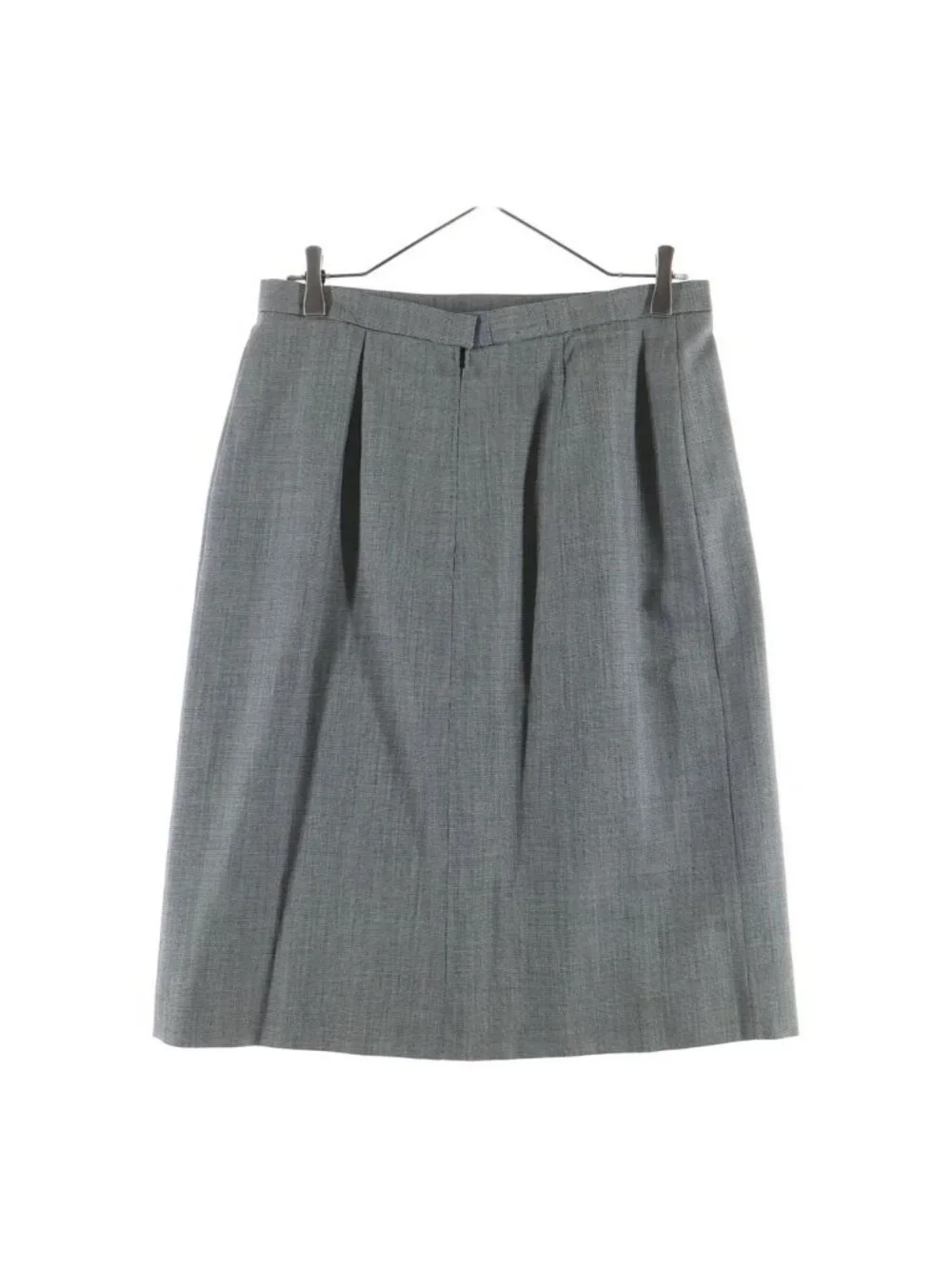 Chanel Tight Skirt Tweed Houndstooth Pattern Linen Gray